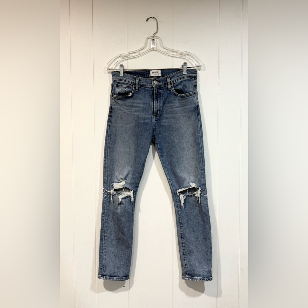 Agolde Toni Ripped Distressed Jeans in Light Blue Size 28